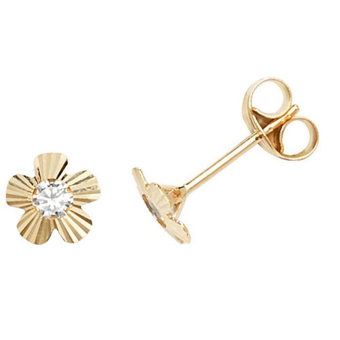 Pendientes, EDS JEWELS, Mujer, Oro 375/1000, Circonita cúbica, Flor, 6 mm x 6 mm, 43690