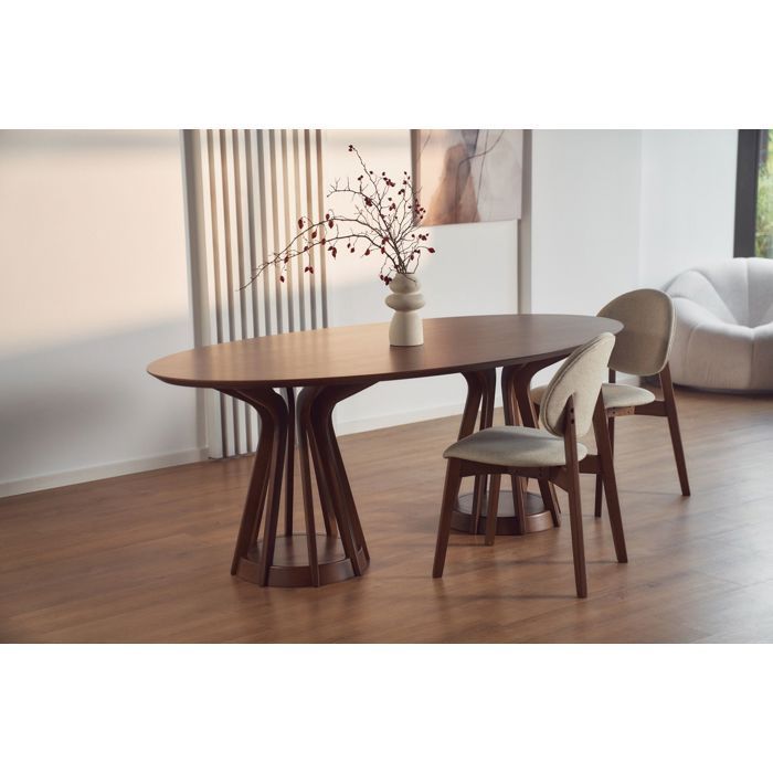 Table à manger rectangulaire – STENNE – aspect noyer – 200x110 cm