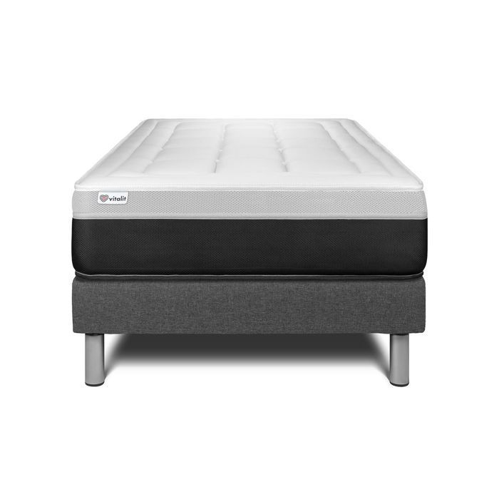 90x200 cm Mattress and Bed Base Set - Grey Bed Base (assembly required) - Vital Form Grey