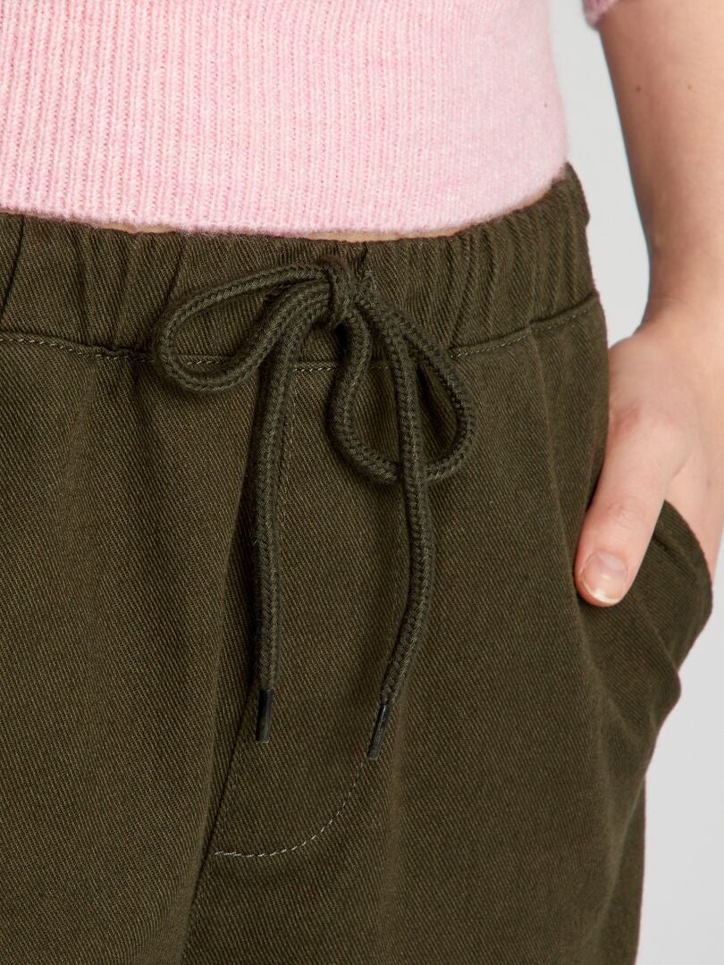 Pantalones de pierna ancha con bolsillos - CAQUI