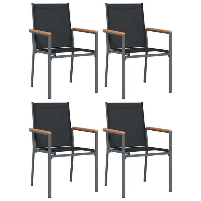 Ensemble à manger de jardin - BURKE - 5 pièces - Textilène et acier - Table 140x70x74 cm - Chaises 55x61,5x90 cm - Noir