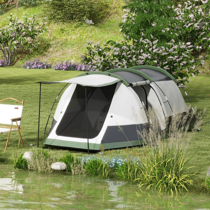 Outsunny familietent voor 3-4 personen - Tunneltent met 3000 mm waterdichte voortent, lichtgewicht en geventileerd - Inclusief draagtas