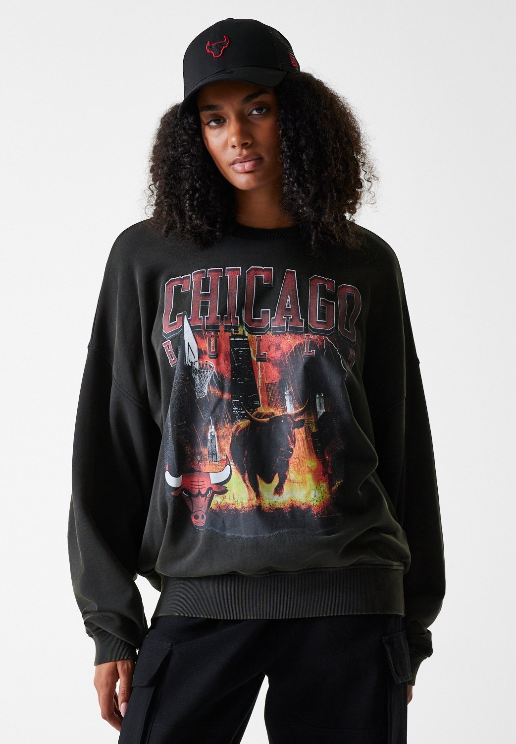 NBA CHICAGO BULLS WASHED CREW UNISEX - Genser - blackNew Era