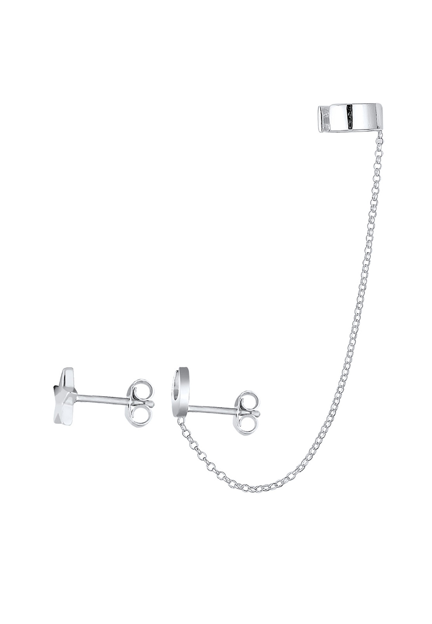 Elli Femmes Earcuff Clous d'oreilles Astro Étoiles Demi-lune en Argent Sterling 925