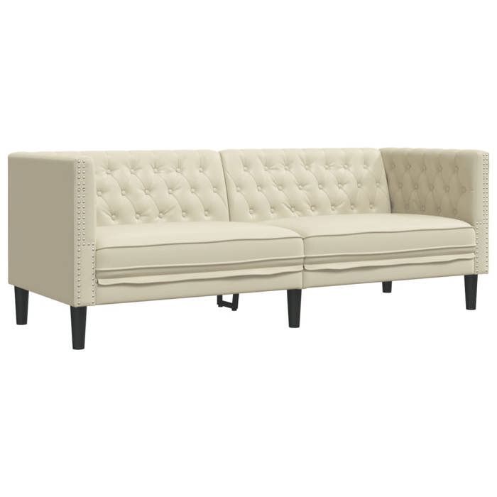 Set divano Chesterfield a 3 pezzi in similpelle color crema vidaXL, divano, seduta, divano relax, divano comfort, 3209268