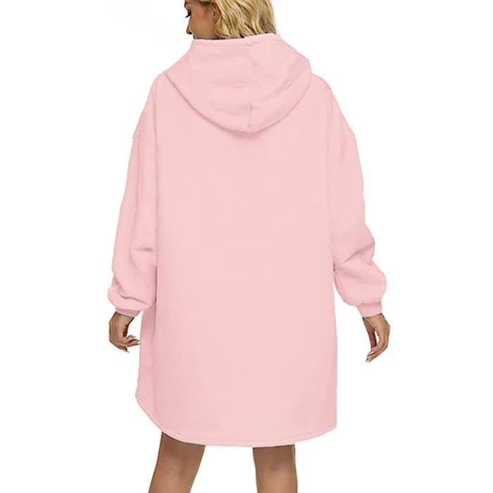 Manta tipo jersey de manga larga con capucha y bolsillo de FREOSEN - Rosa - Suave y cálida - 80x110cm