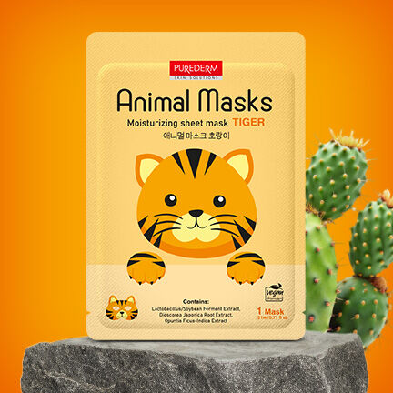 Purederm fuktighetsgivende ansiktsmaske 1 stk. dyremasker