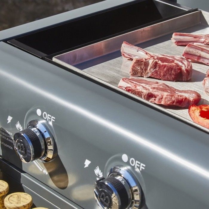 Lola Gas Plancha – BRASERO BY FAVEX – 4 branders 9,6 kW – Roestvrijstalen plaat – 4 kookzones – LONGTIME®