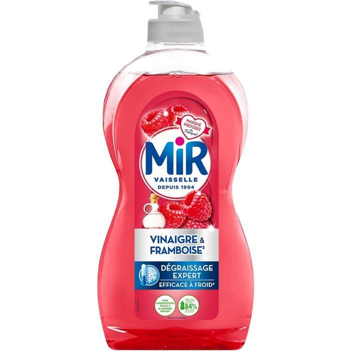 Mir Vaisselle - Vinaigre & Framboise - Dégraissage Expert - Efficace à Froid - 450 ml