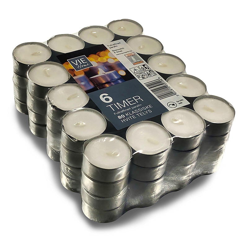 Vie Home Teelichter, 80er-Packung, 6 Stunden Brenndauer, Paraffin-Aluminiumbecher
