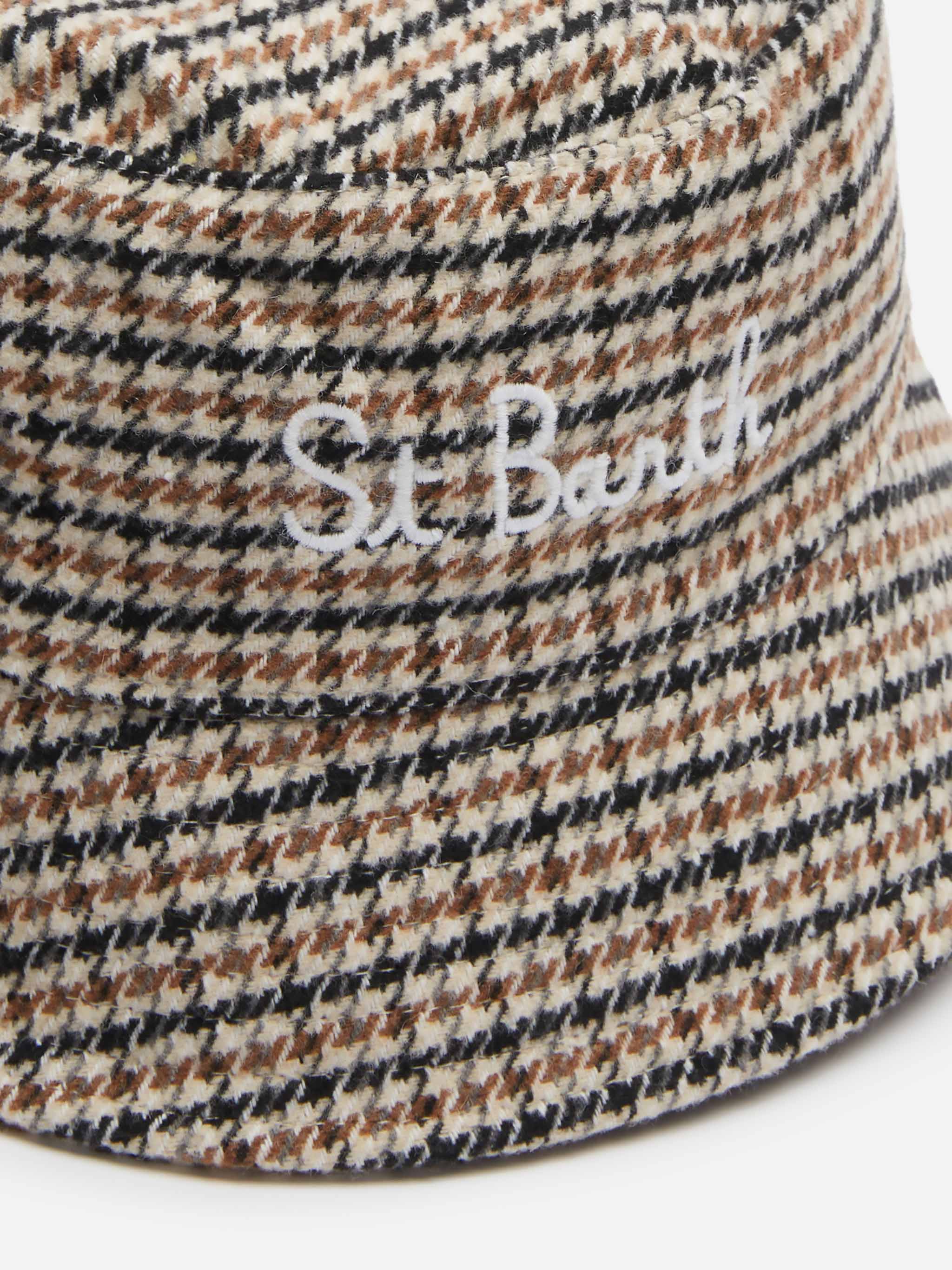 Jude bucket hat met pied-de-pouleprint