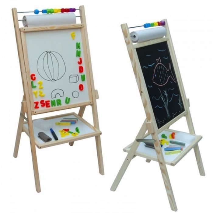 Tableau enfant double face - 89 x 40 cm - Blanc - Intérieur - Mixte
