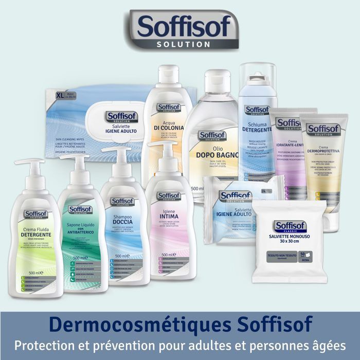 Soffisof Lingettes Hygiène Adulte XL - 240x Lingettes Nettoyantes Corps, 6 Paquets - Adultes, Personees Agées, Patients Alités