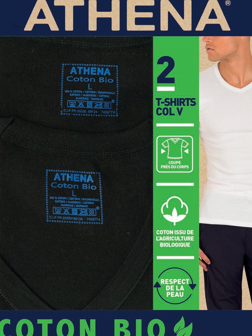Zestaw 2 bawełnianych koszulek „Athena” – CZARNY