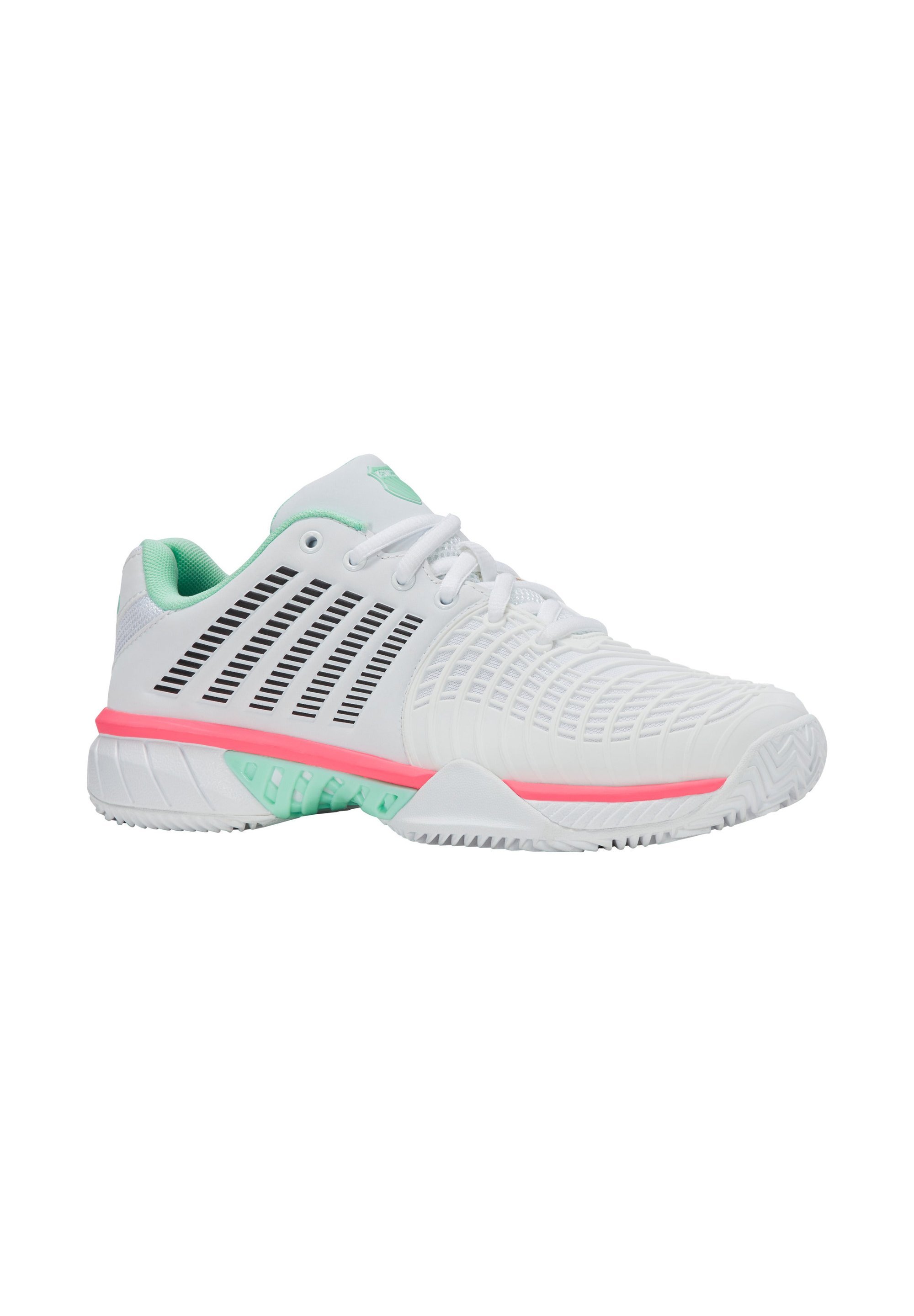 K-SWISS EXPRESS LIGHT 3 - Scarpe da tennis per campi in terra battuta - bianco/verde menta fluo/rosa pastello fluo