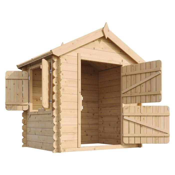 Houten speelhuisje voor kinderen - TIMBELA M516 - Zonder vloer - 112x146xH145cm - 1,1m2