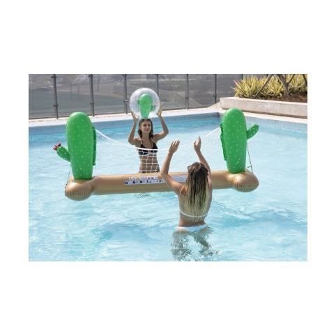 Inflatable and Floating Volleyball Net for Pool & Beach - Cactus Design - 274x165x37 cm