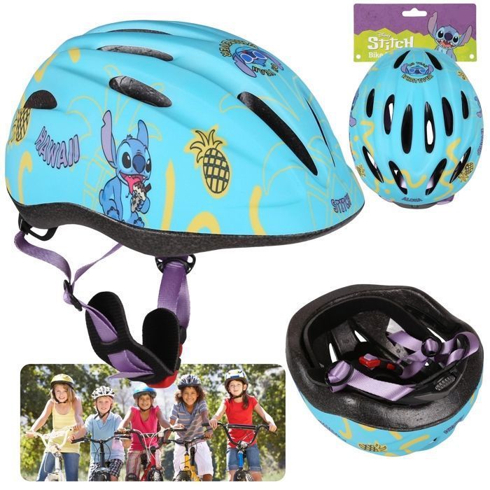 DISNEY Stitch Children's Bike Helmet, Turquoise, Lightweight, Adjustable 48-52 cm