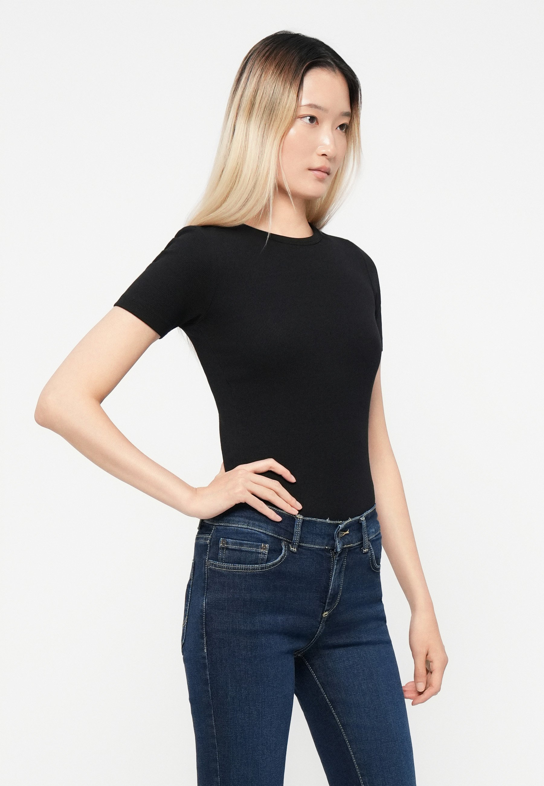 LTB FALLON - Džíny s hlubokým výstřihem - black denim
