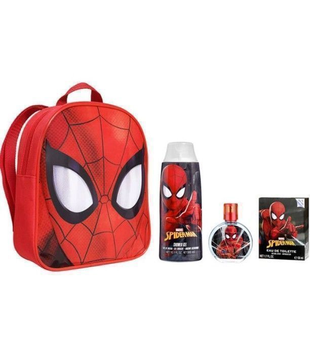 Mochila de Spiderman, agua de tocador de 100 ml y gel de ducha de 300 ml.