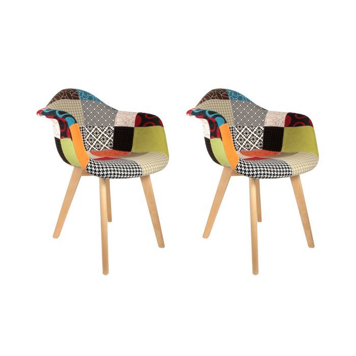 Set med 2 fåtöljer - Home Deco Factory - Skandinavisk - Lapptäcke - Flerfärgad