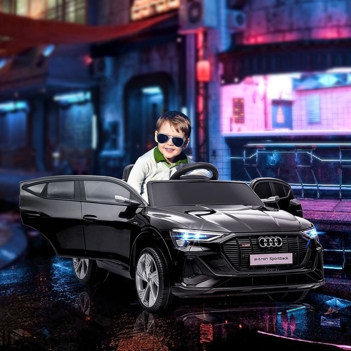 Electric car - HOMCOM - children's licensed Audi e-tron Sportback 12V remote control LED headlights MP3 USB - PP - black