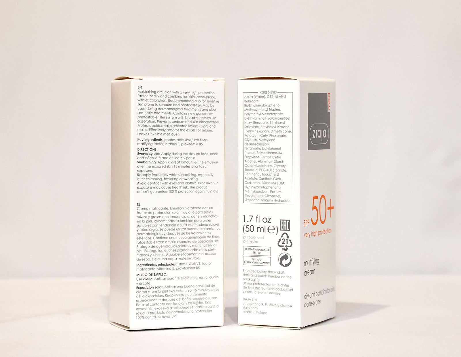 Crema Facial Protectora Matificante SPF50 Hidratirajuće kreme za lice
