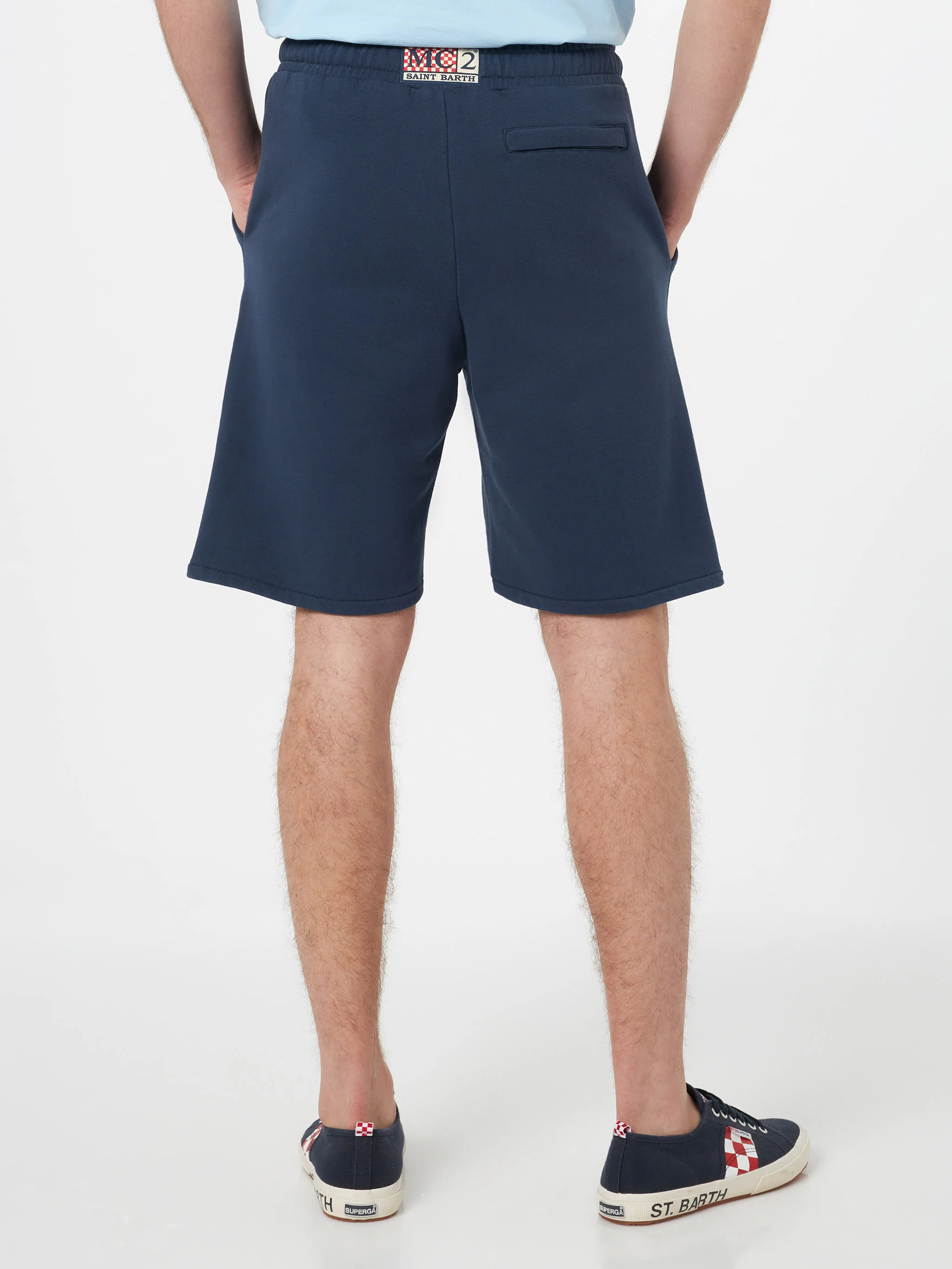 Randle herenbermudashorts van marineblauw katoenfleece
