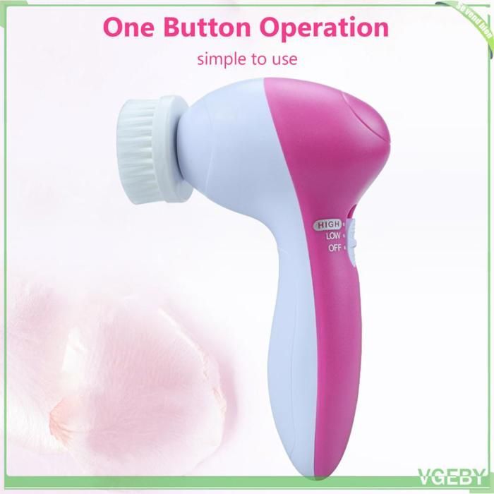 Spazzola per la pulizia del viso - FAFEICY - 5 in 1 - Portatile - 2 velocità - Rosa