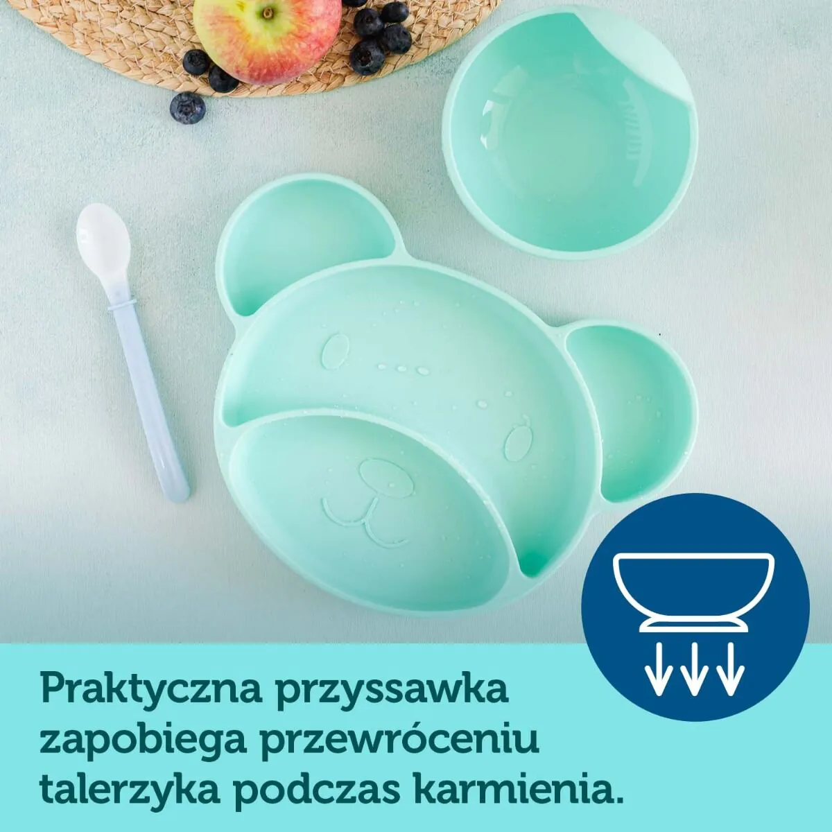 Canpol Babies Talerzyk Silikonowy, Trójdzielny z Przyssawką Miś Różowy