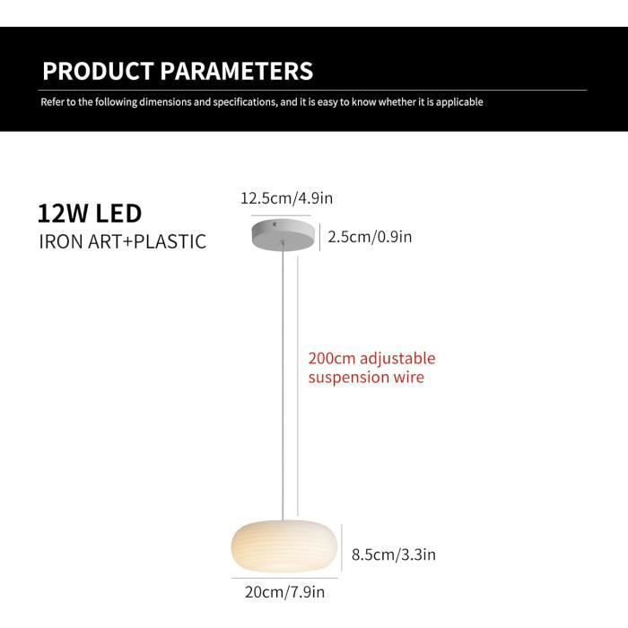 Lampada a sospensione LED GANEED - Lampada da cucina ovale minimalista - 12W - Bianca - 1 pezzo