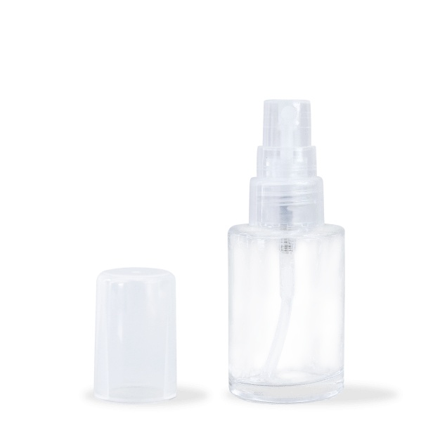 Frasco de vidrio transparente de 30 ml con bomba pulverizadora: Transparente