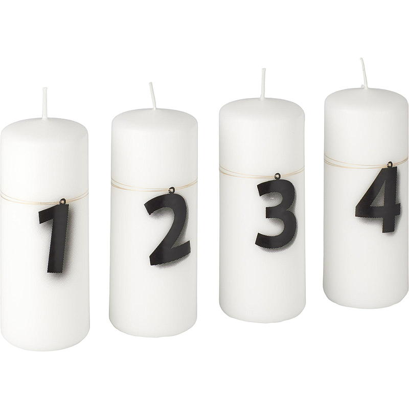 Velas de Adviento Vie Home, paquete de 4, 12 cm, 1-4 velas, blancas