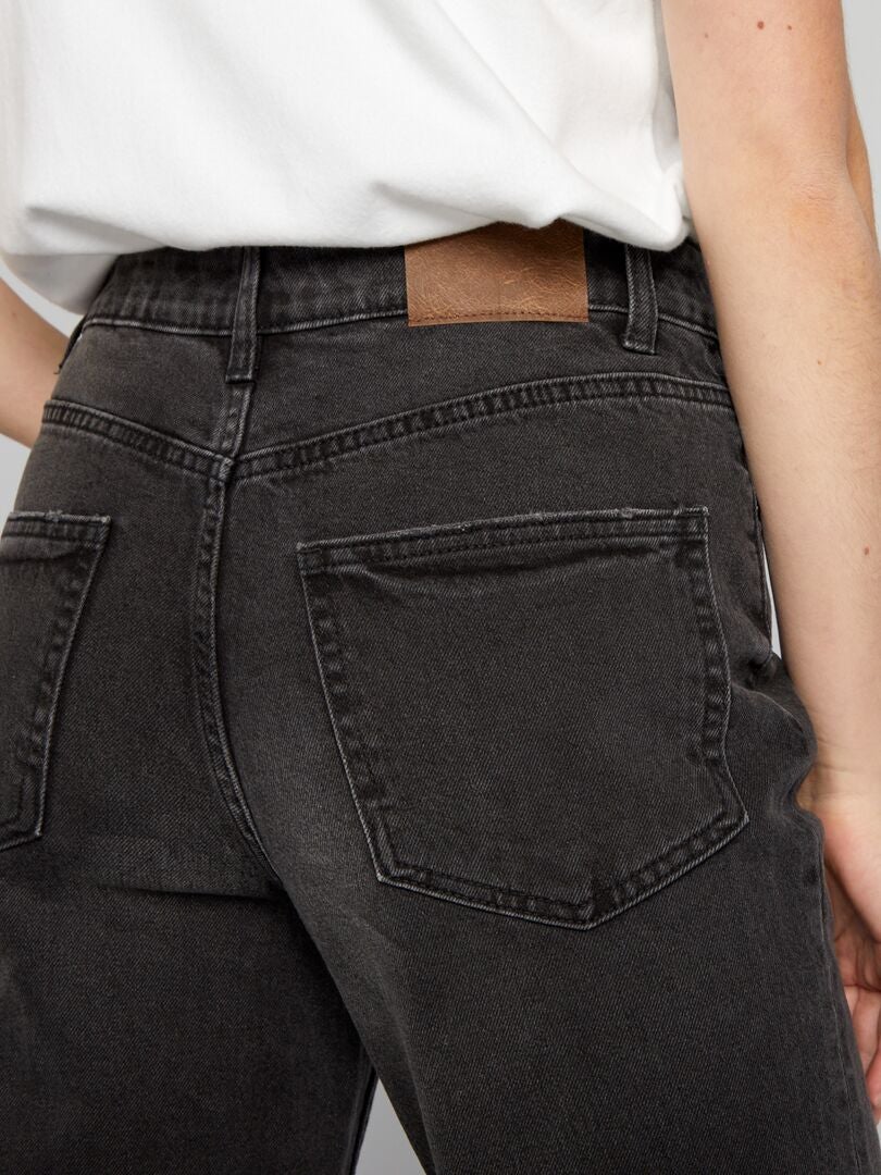 Hoge taille flared jeans - ZWART