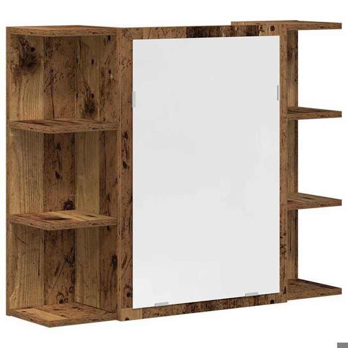Ensemble de meubles salle de bain - KALISSE - 3 pièces - Bois d'ingénierie - Vieux bois - 80x20,5x64 cm - 30x30x95 cm