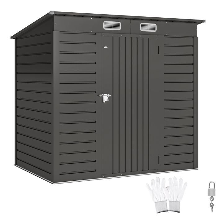 Tuinschuur van 2,3 m² - Outsunny - Schuur met afsluitbare deur - Afmetingen: 191 L x 130 D x 166,5-183 H cm - Staal
