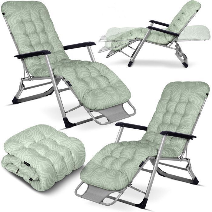 Tumbona plegable de jardín - Sofotel - Cojín ChillWell - Juego de 2 piezas - Verde claro - Ajustable