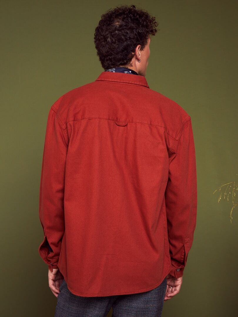 Camisa jeans reta - MARROM