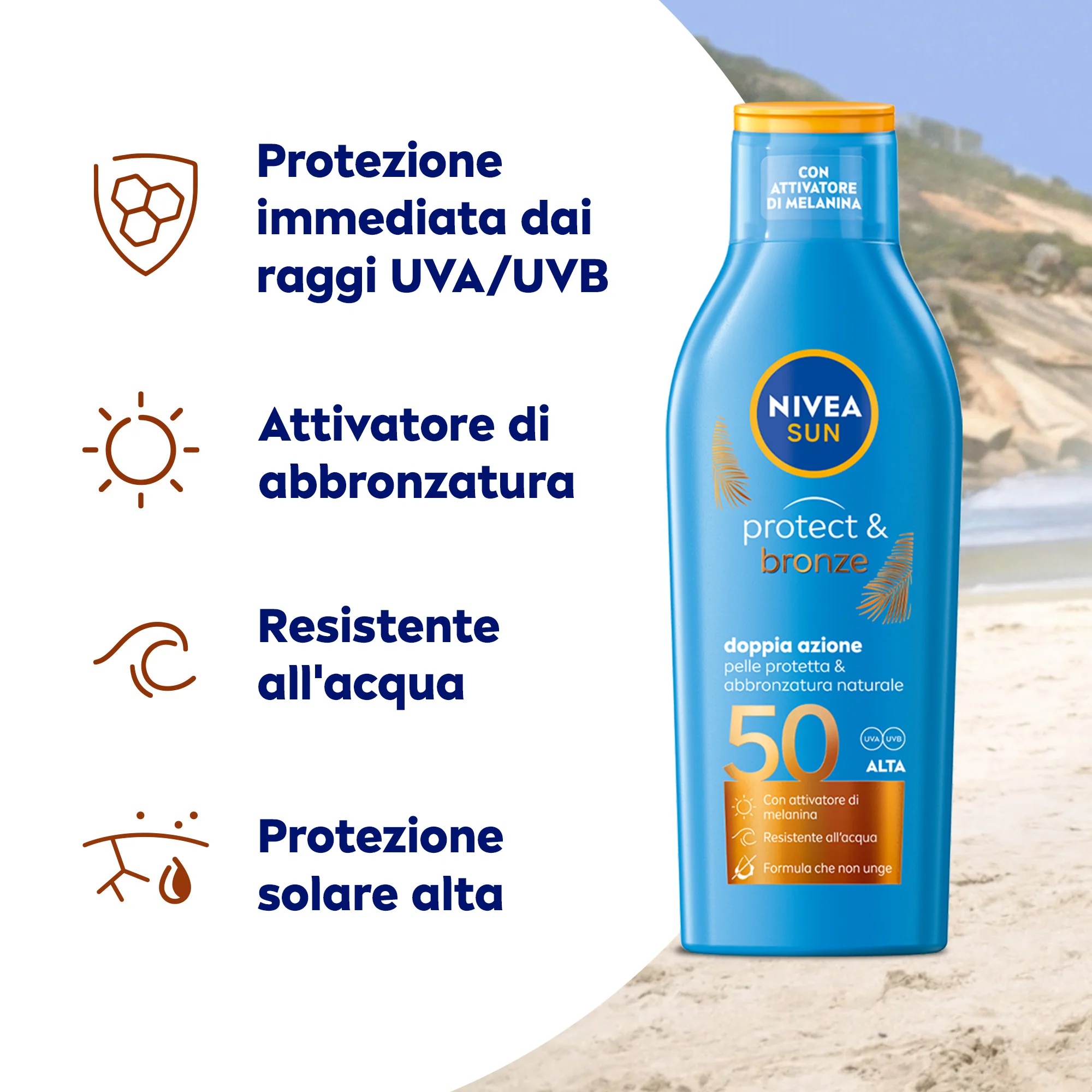 NIVEA Nivea Sun Protect & Bronze Milk FP50 Dupla proteção solar