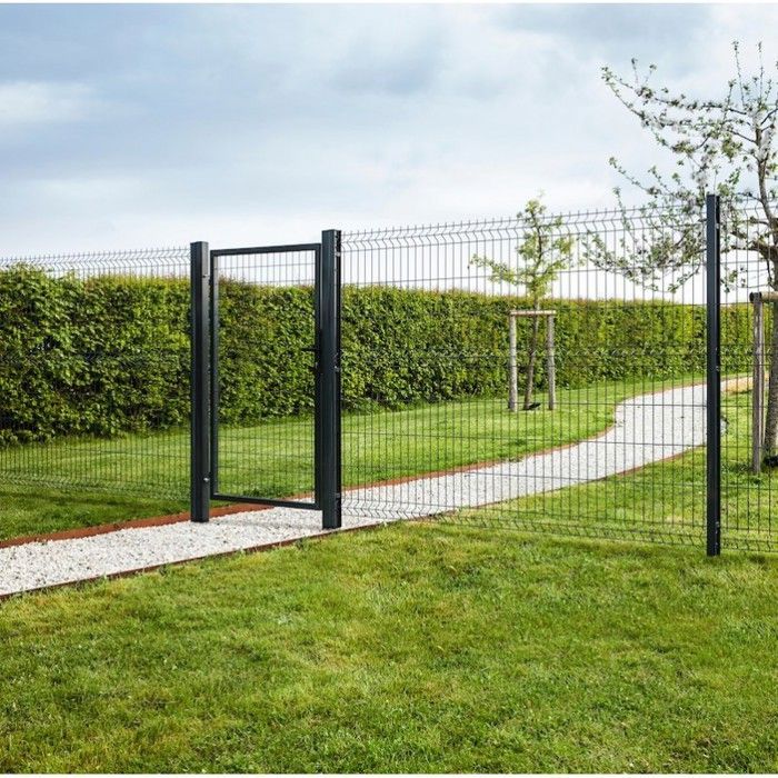 Puerta de malla de acero galvanizado, malla de 100 x 50 mm, 1,20 m x 1,50 m, verde.