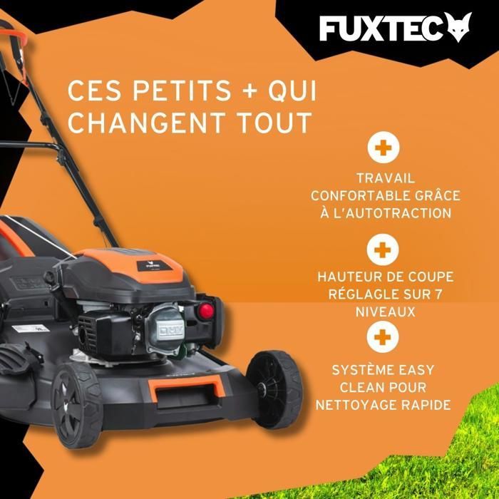 FUXTEC FX-RM5170 Self-Propelled Petrol Lawnmower – 51 cm Cutting Width – 170 cc Engine – 60 L Grass Collector – Easy Clean