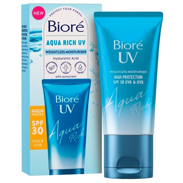 Bioré Aqua Rich Uv SPF 30 mitrinošais krēms bez svara<br>