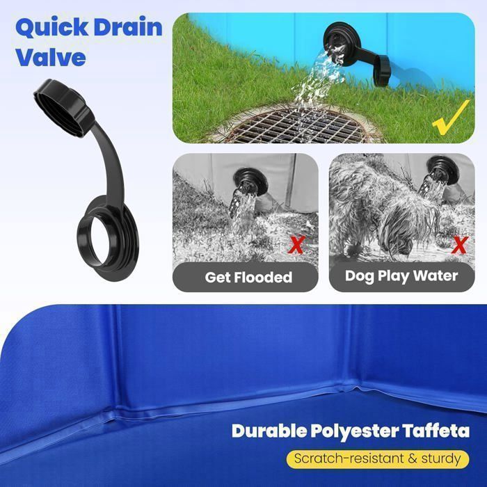 Piscine Pliable pour Chiens Animaux de Compagnie et Enfants Baignoire Bassin de Baignade Pataugeoire Portable en PVC ,120x30cm,Bleu