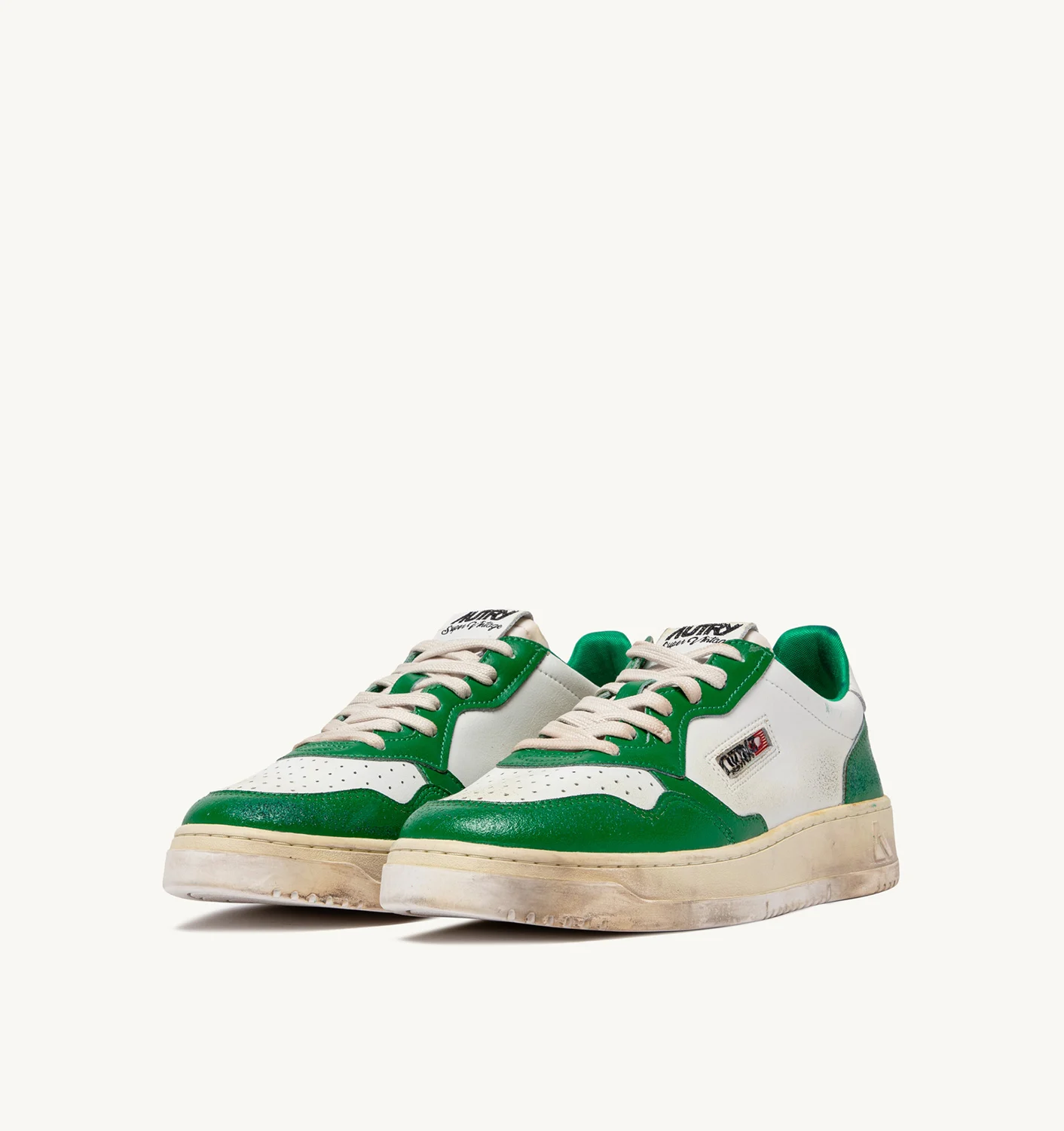 Teniși sport vintage Medalist Low din piele albă și verde