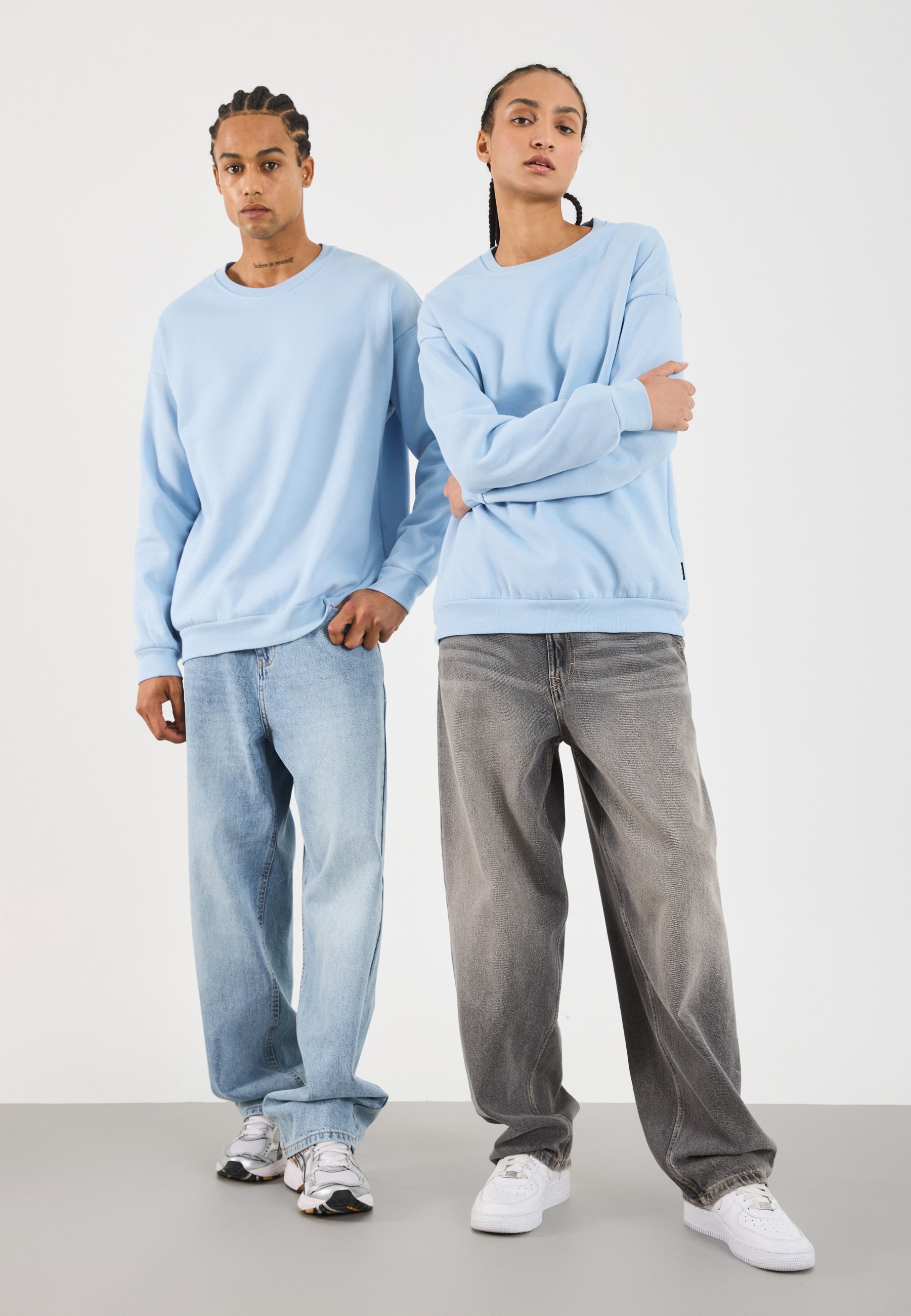 YOURTURN UNISEX 2-PACK - Sweatshirt - lichtblauw/gevlekt grijs