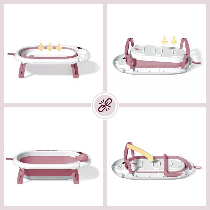 Folding baby bathtub - Moby-System - Holly - LCD thermometer - Soft cushion - Metal stand