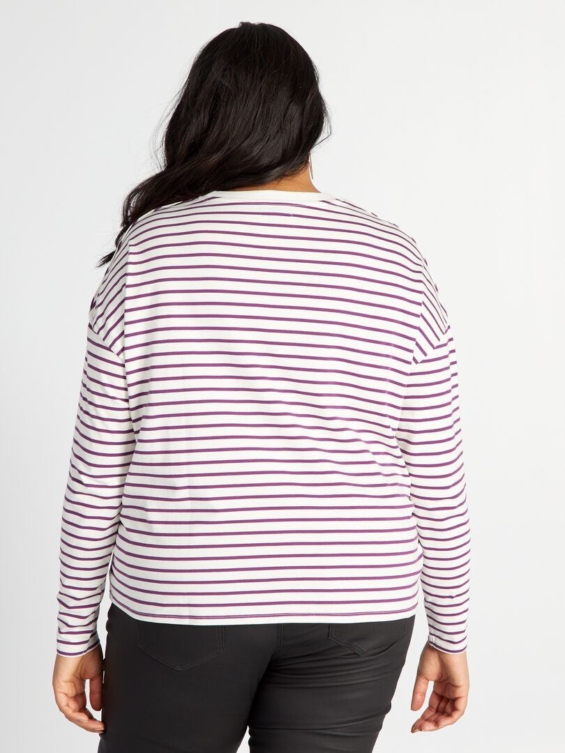 T-shirt met lange mouwen en strepen - WIT