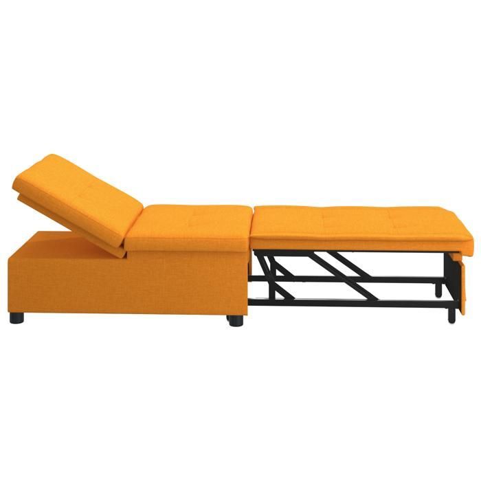 663294& Sofa-lit 3 en 1,Lit banquette,convertible,, design extensible en tissu jaune foncé