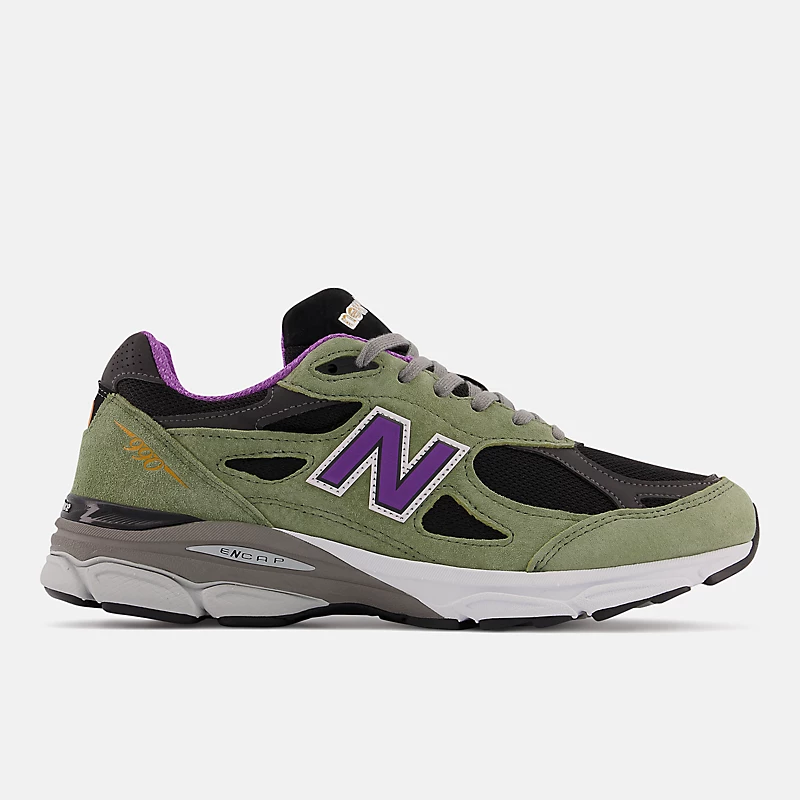 Herenschoenen MADE in USA 990v3 - Olijfblad met zwart