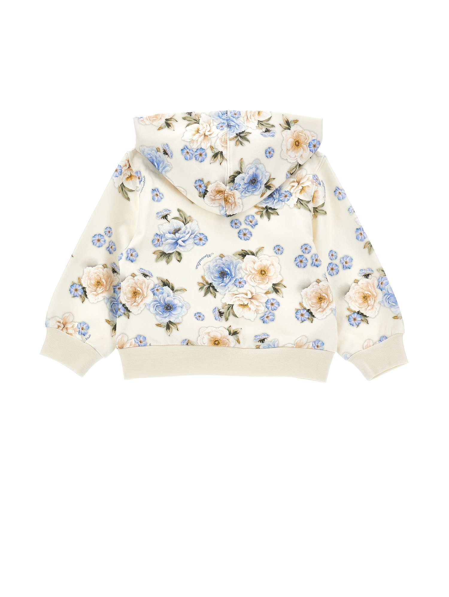 Monnalisa FIORI ALL OVER - Sweat zippé - ecru/celeste